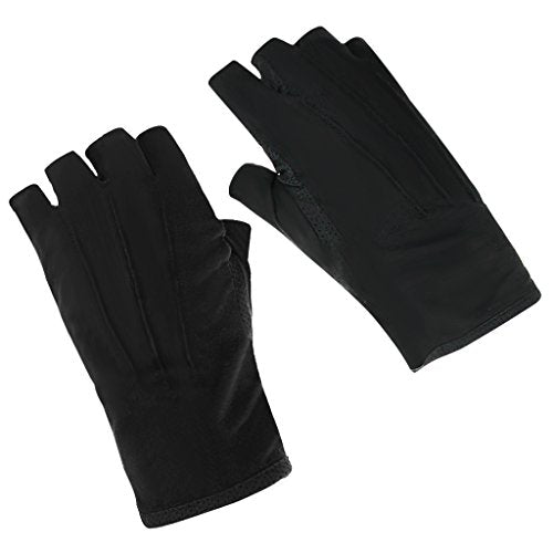 Lightweight Summer Fingerless Gloves - UV Protection, Black
