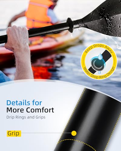 Kayak Paddle 86in/218cm - Floatable 2-Piece Alloy Oar - Black
