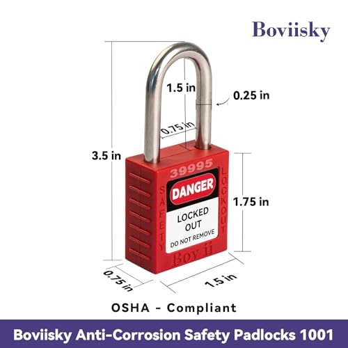 Lockout Tagout Locks Set - 10 Red Lockout Tagout Safety Padlock Keyed Different, 2 Keys Per Lock, OSHA Compliant Loto Locks for Lock Out Tag Out Stations and Devices