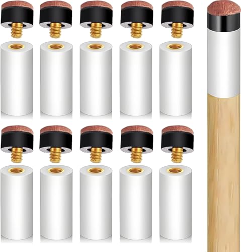 12mm Pool Cue Tips Replacement Set - 20 Pieces with Ferrules