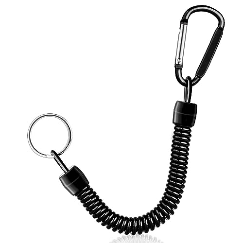 Flexible Anti-Lost Spring Coil Leash - Black, 47" Stretchable Safety Cord