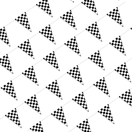 100ft Black and White Checkered Flag Banner for Racing Parties