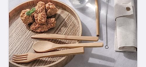 Bamboo Utensil Set - Reusable 3PC Cutlery with Fork, Knife & Spoon