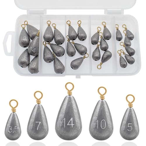 Fishing Weights Sinkers Kit - 26pcs Assorted Sizes for Drop Shots