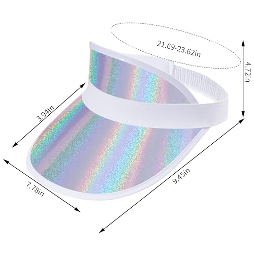 3 Pack Adjustable Sun Visor Hats - Iridescent White