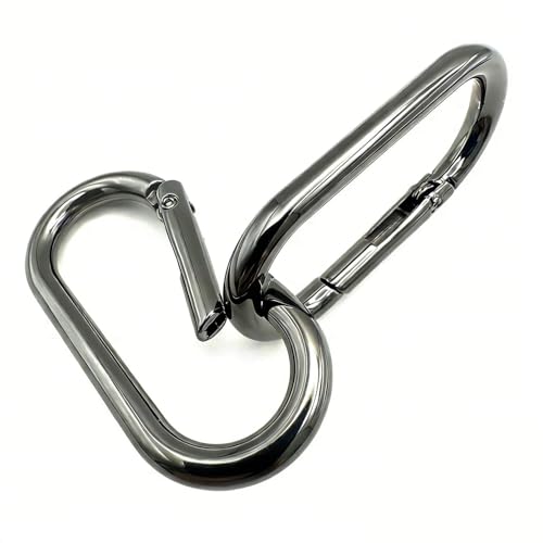 10 Pack 1.57 Inch Oval Metal Carabiner Clips - Black