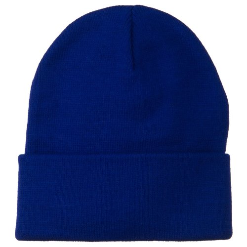 12-Inch Double-Layer Knitted Beanie - Royal Blue One Size Fits Most