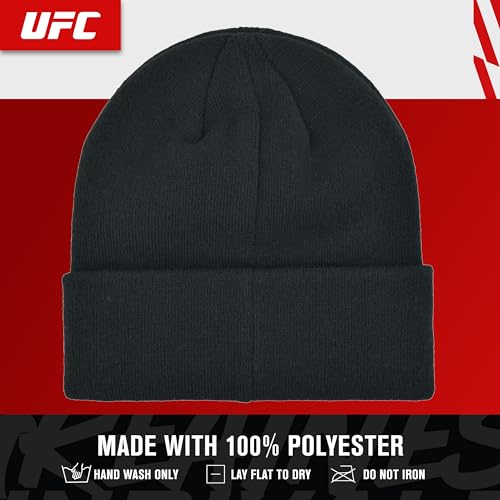 UFC Beanie Hat - Cuffed Winter Knit Cap - One Size, Black