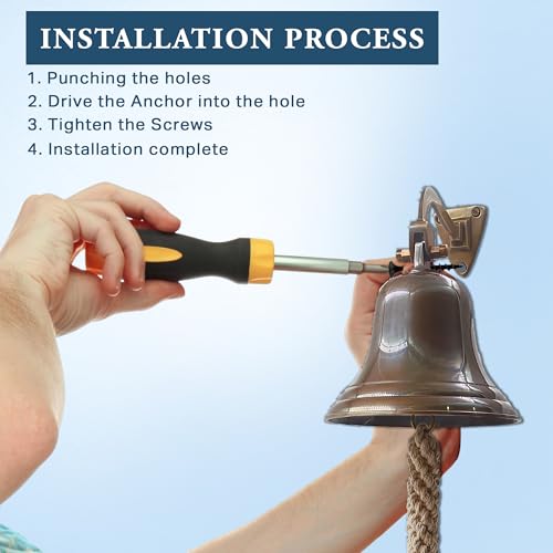 5" Solid Brass Ship Bell Antique Brass Wall Mount – Marine Dinner/Reception Bell by The Metal Magician