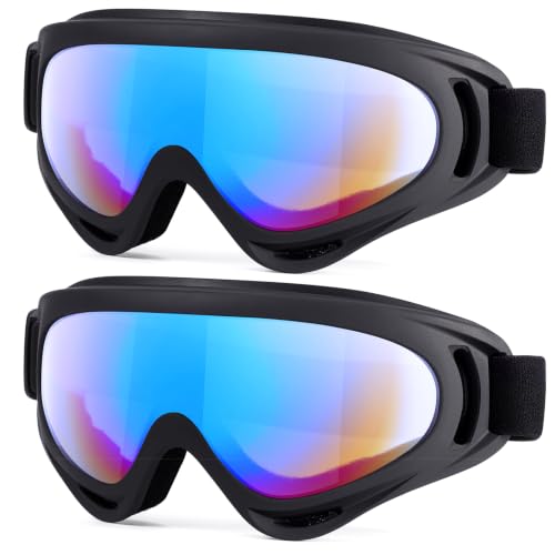 Snow Ski Goggles - 2-Pack Multicolor Lenses for All Ages