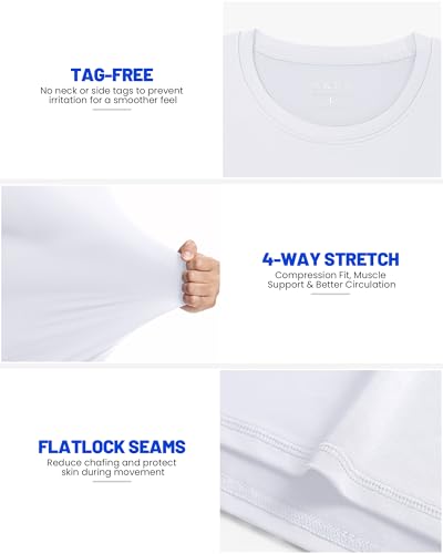 Men's Sleeveless Compression Shirt - Quick Dry Muscle Undershirt - Medium, White