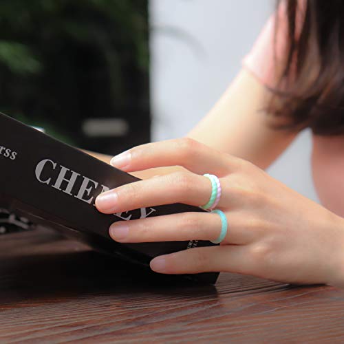 10-Pack Silicone Wedding Ring Set for Women - Braided & Thin Lavender/Pink