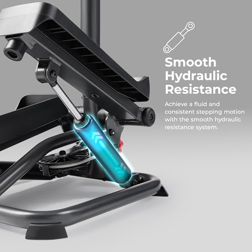 Smart Stair Stepper with Handlebar & Resistance Bands - Grey