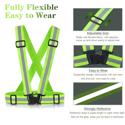 Adjustable Reflective Safety Vest for Running & Cycling - 2 Pack