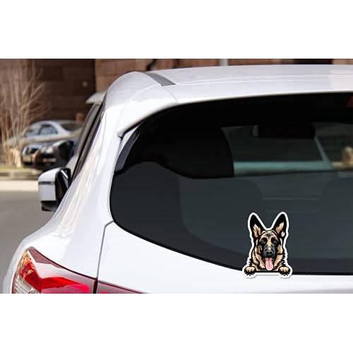 German Shepherd Peeking Paws Sticker (2 Pack) 4¡± x 3¡± German Shepherd Vinyl Decals for Cars, Car Windows, Water Bottles, Phones. Gift for German Shepherd Owner, K9