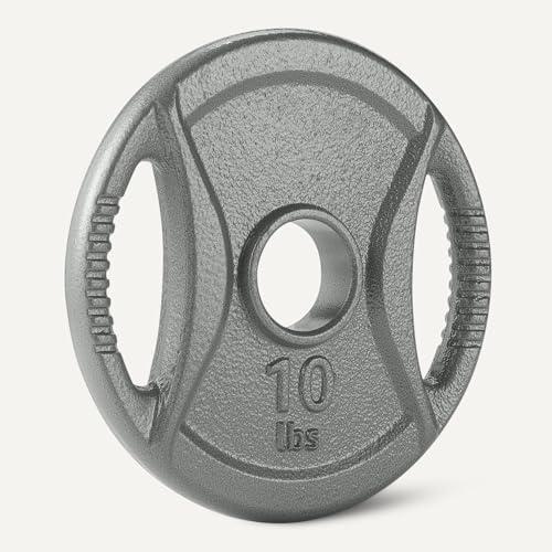 10 lb Olympic Grip Weight Plates - Set of 4, 2-Inch Cast Iron