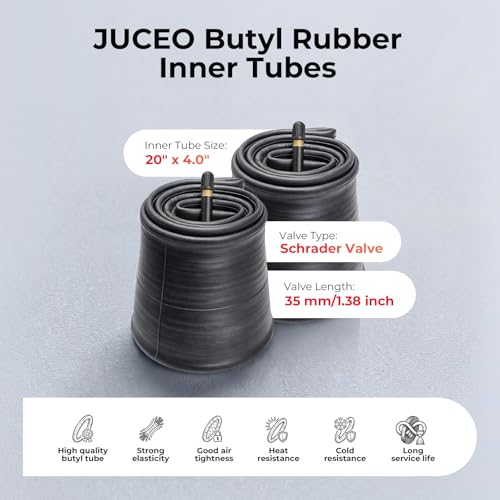 JUCEO 20x4.0 Fat Bike Inner Tubes - Puncture-Resistant, E-Bike Compatible, 2 Pack
