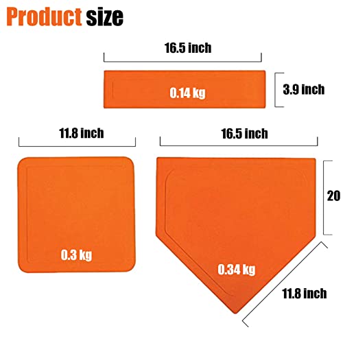 5-Piece Rubber Baseball & Softball Base Set - Orange