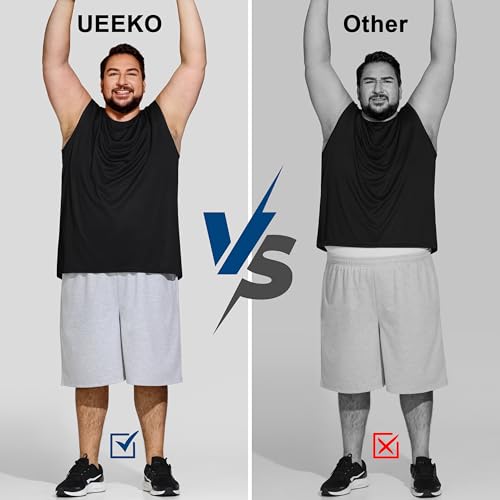 UEEKO Big & Tall Quick Dry Tank Top Pack 4X-Large Black (5 Pack) Moisture Wicking