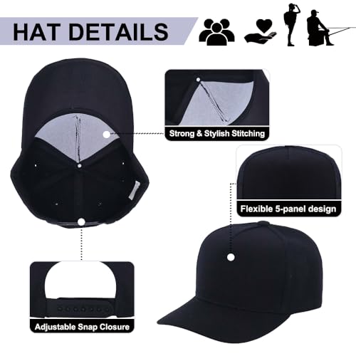 5-Panel Baseball Cap - Adjustable Black for Workouts & Outdoor Sports