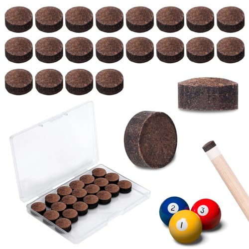 20pcs Billiard Cue Tips Replacement with Storage Box - Brown