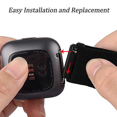 Adjustable Nylon Sport Wristbands - 2 Pack for Fitbit Versa - Black & Leopard