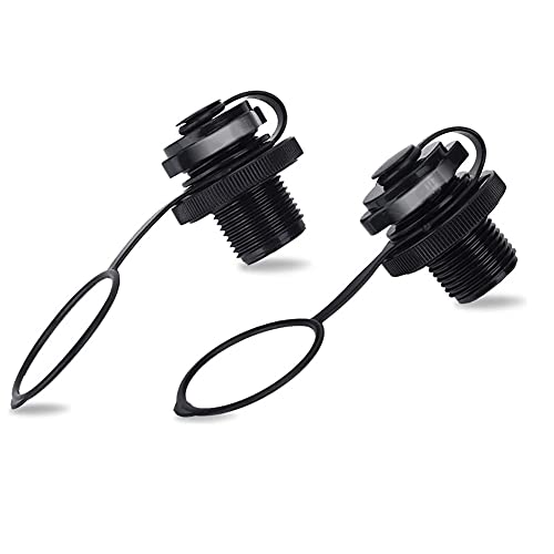 Inflatable Boat Air Valve - 2PCS One-Way Spiral Plugs - Black