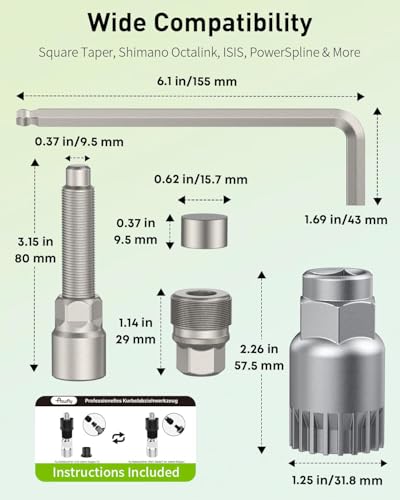 Bicycle Crank Puller Set - Bike Repair Kit with BB Socket
