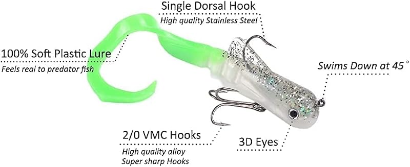 MIZUGIWA 8"/12" Pike Musky Dawg Soft Plastic Swimbait - 7 Pcs Pre-Rigged Lures