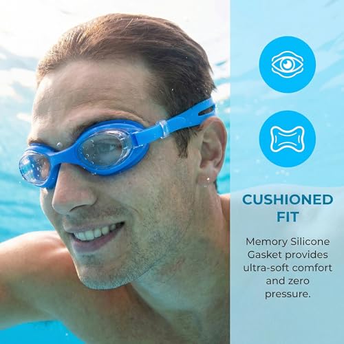Swim Goggles with Anti-Fog & UV Protection - Blue