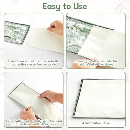 Chinoiserie Mahjong Card Holders - Green 4-Pack Sleeve Set