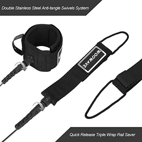 WOOWAVE SUP Leash Premium 10ft Coiled Surfboard Leash with 7mm Cord & Quick Release