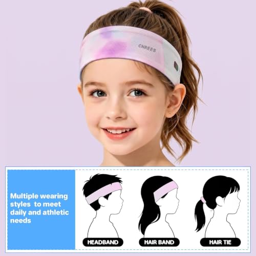 Kids Sports Headbands - Quick Dry Elastic Sweat Bands - Pink