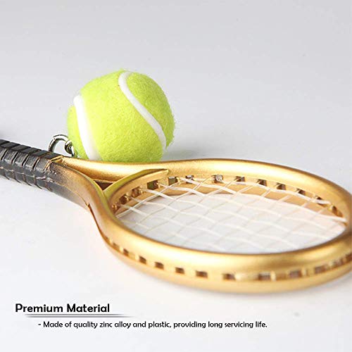 Mini Tennis Racket Keychain - 18 Pcs Split Ring in 6 Colors