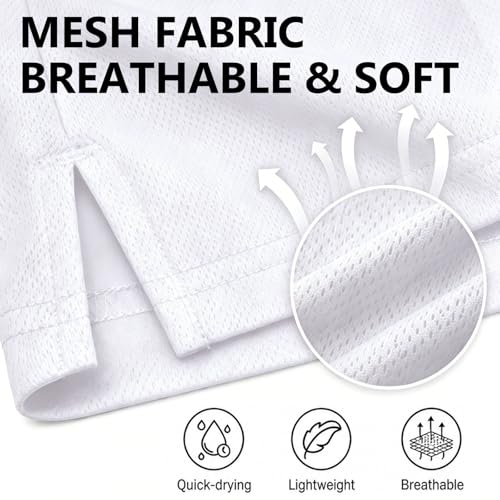 Kiuwoba Men's 3-Inch Mesh Running Shorts with Pockets, Quick Dry, White, Size M