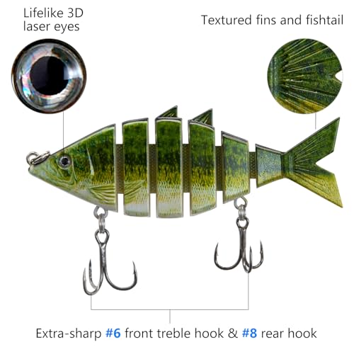 Multi Jointed Hard Fishing Lure - 3.7in Largemouth Bass