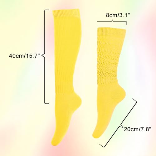 Slouch Socks for Women - Extra Long Knee High Socks - Yellow