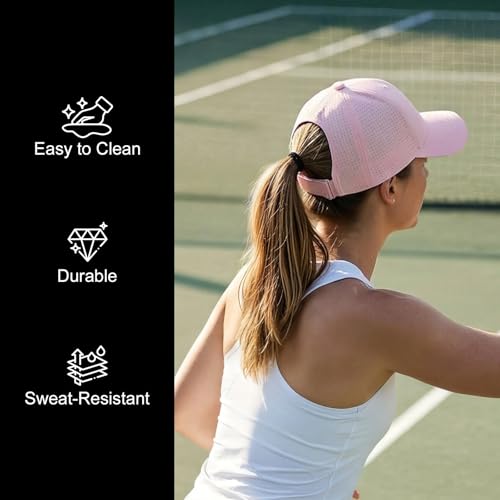 FEINION Women Black Ponytail Messy Bun Hat Baseball Cap for Women