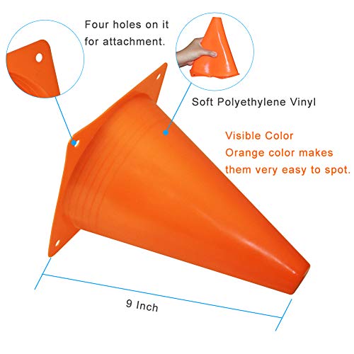 12 Pack Orange 9 Inch Plastic Traffic Cones for Sports & Training Set of 10/12/24
