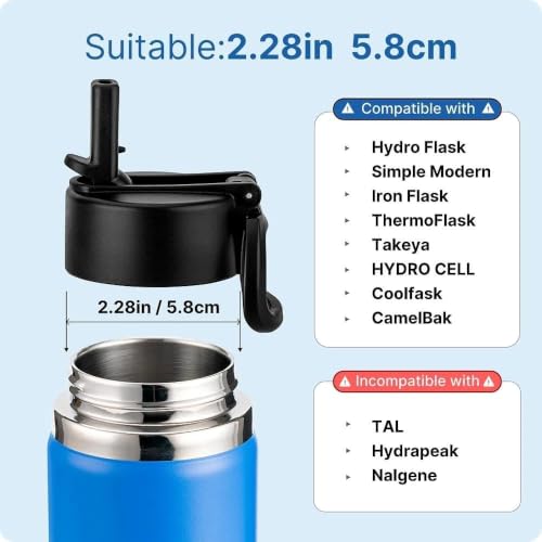 Prurex Black 2-Pack Replacement Straw Lids for Hydro Flask & Wide Mouth Bottles