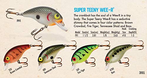 Super Teeny Wee-R Crankbait - 1 1/2-Inch Tennessee Shad