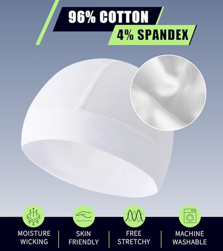 Breathable Cotton Skull Cap Helmet Liner Sleep Hat - Black & White