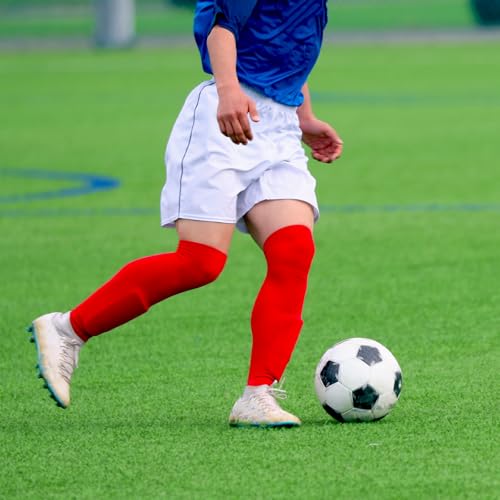 Over the Knee Baseball Socks - Extra Long Soccer Sock for Boys - Red, Medium