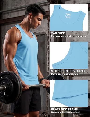 Water Blue TACVASEN Men's UPF 50+ Quick Dry Workout Tank Top XX-Large