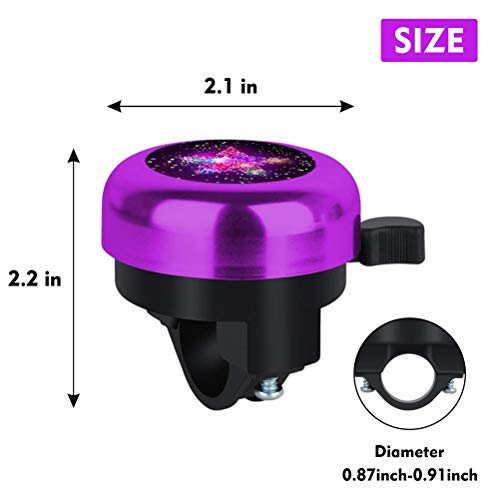 Kids Aluminum Bike Bell - Cute Purple Star Design, Clear Sound