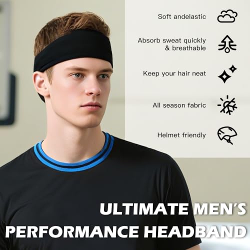 Headbands for Men 6PCS, Summer-Exclusive Lightweight Hair Head Bands