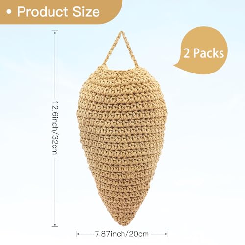2 Pack Crochet Fake Wasp Nest Decoy - Khaki Yellow