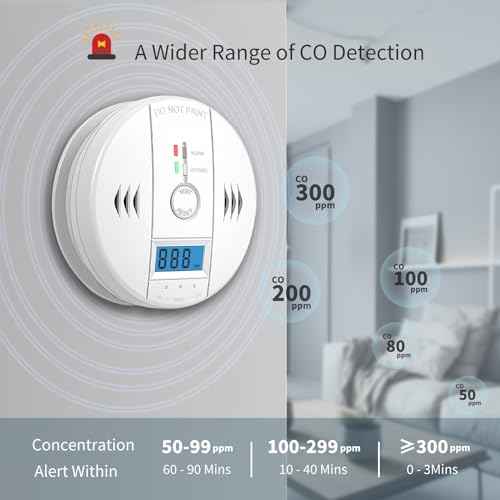 Carbon Monoxide Detectors, CO Detector Battery Powered, Carbon Monoxide Alarm with Sensitive CO Sensor, LCD Display and Sound Warning for Home, Bedroom, Kitchen