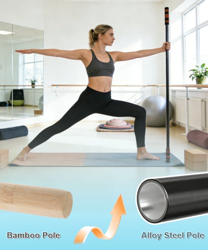 Adjustable 5ft Yoga Stick with Non-Slip Foam Sleeves - Black