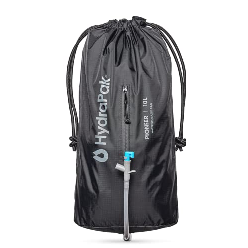 HydraPak Pioneer 10L Collapsible Water Storage & Dispensing System - Black, BPA-Free, Backpackable for Camping